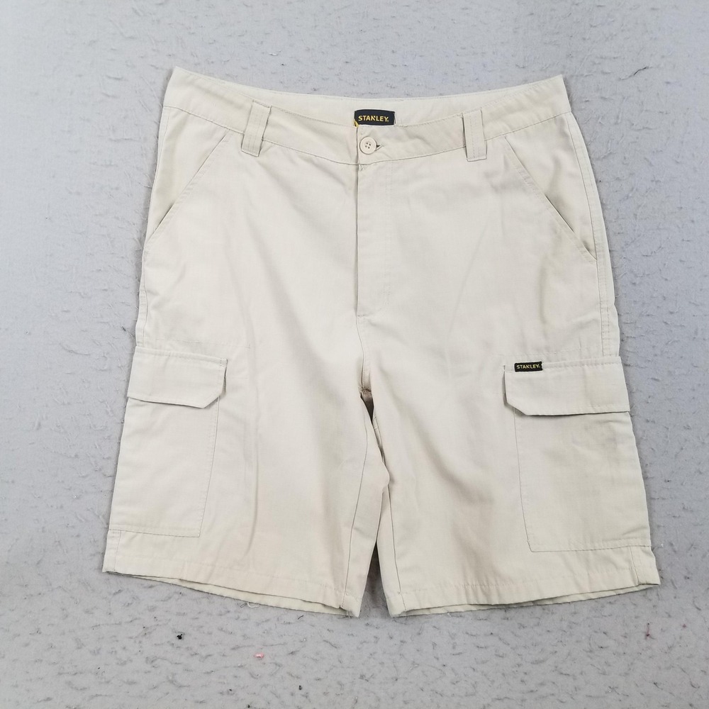 Stanley Shorts Mens 36 Beige Cargo Relaxed Fit 11 Inseam Workwear Casual